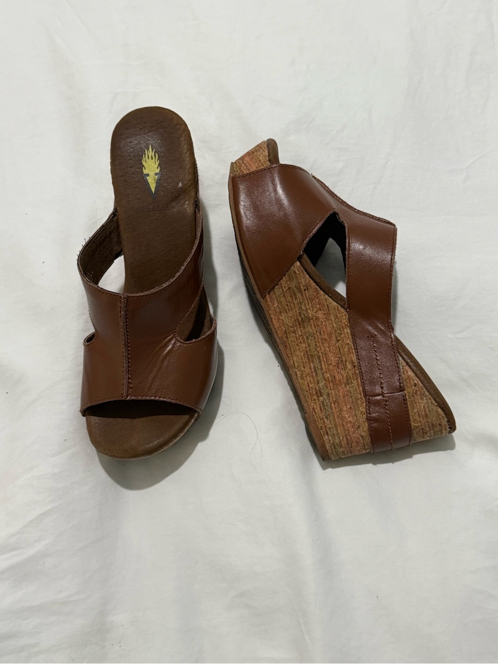 Volatile Brown Leather Wedge Sandals